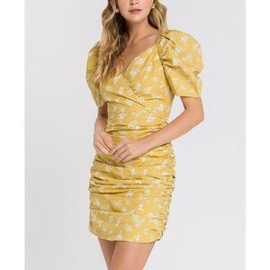 English factory Polka Dot puff sleeved ruched mini dress Size XS